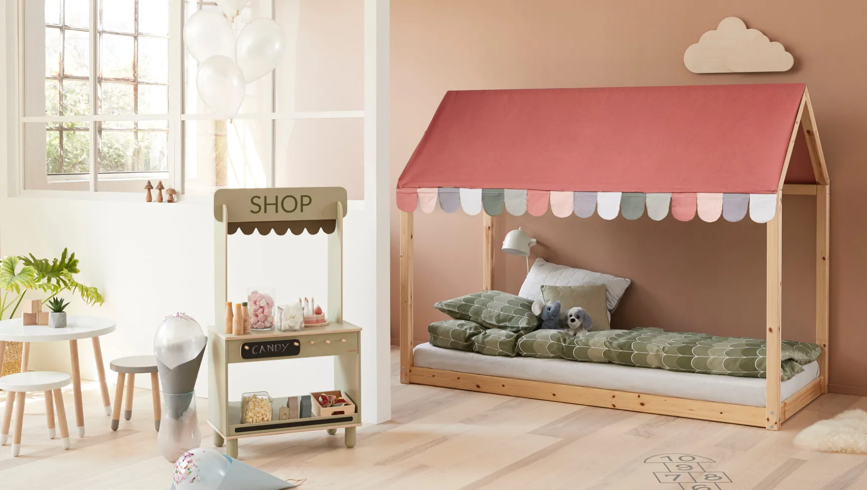 FLEXA House Bed Parts*COTTAGE roof, Misty Rose, 90x200
