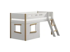 FLEXA House Beds|Mid High Beds*Mid-high bed, sl. ladder & Treehouse Bed Fronts, oak frame