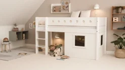FLEXA House Beds|Mid High Beds*Mid-high bed, str. ladder & Treehouse Bed Fronts, frame