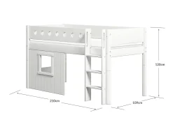 FLEXA House Beds|Mid High Beds*Mid-high bed, str. ladder & Treehouse Bed Fronts, frame