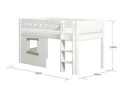 FLEXA House Beds|Mid High Beds*Mid-high bed, str. ladder & Treehouse Bed Fronts, oak frame