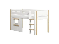 FLEXA Mid High Beds|House Beds*Mid-high bed, str. ladder & Treehouse Bed Fronts, oak frame