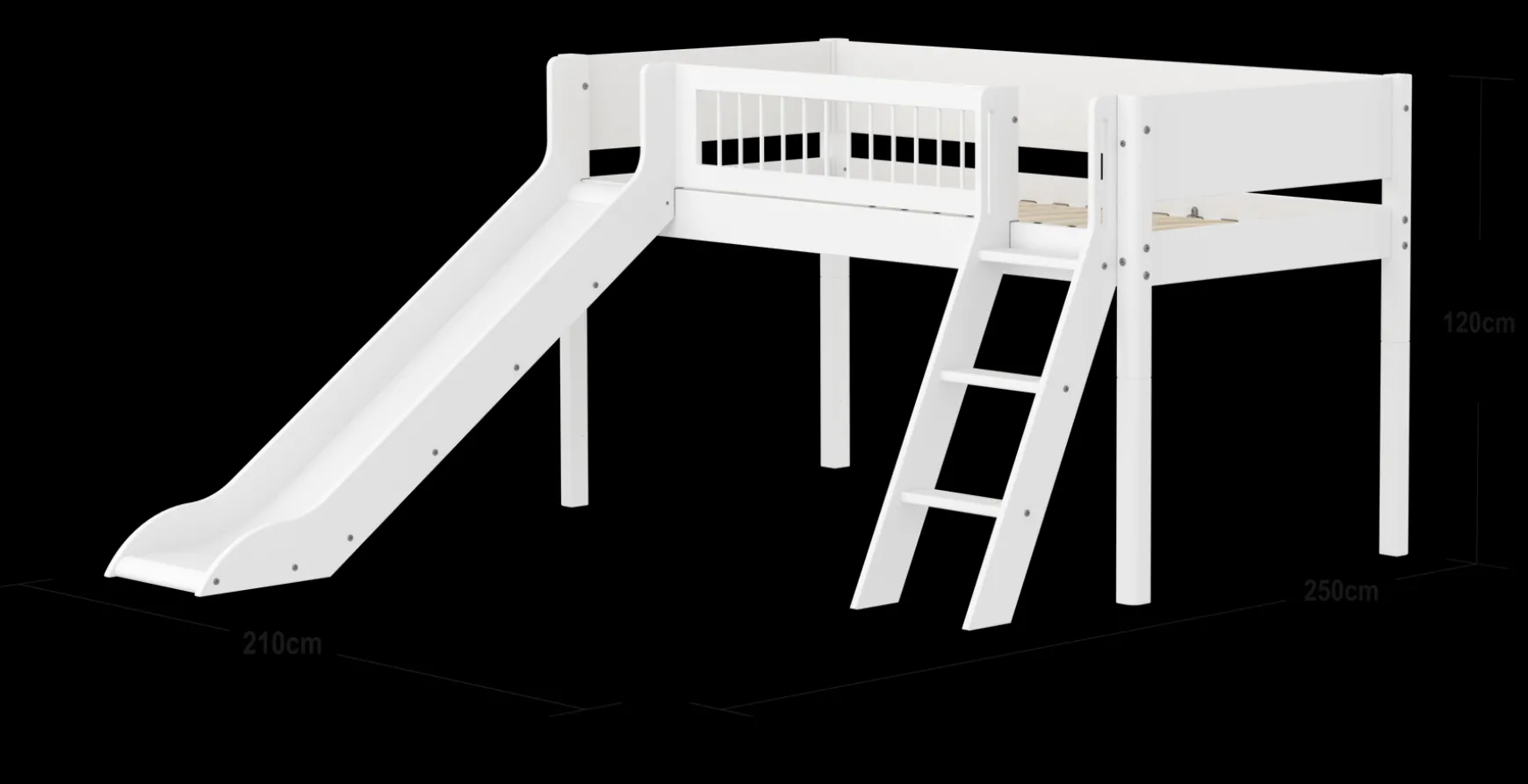 FLEXA Mid High Beds*Mid-high bed w. slanting ladder and slide