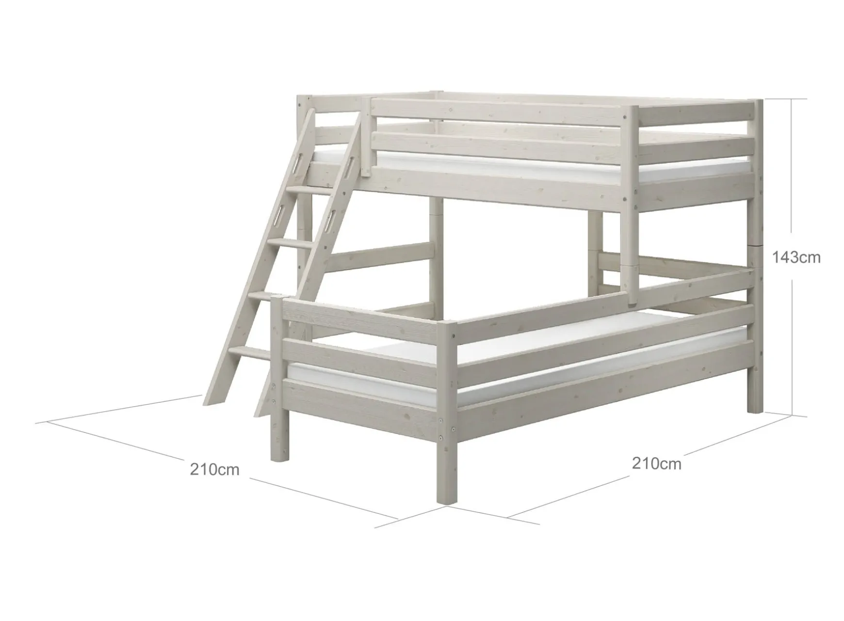 FLEXA Bunk Beds|Mid High Beds*Semi-high bed w. slanting ladder