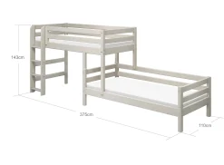 FLEXA Bunk Beds|Mid High Beds*Semi-high bed w. straight ladder