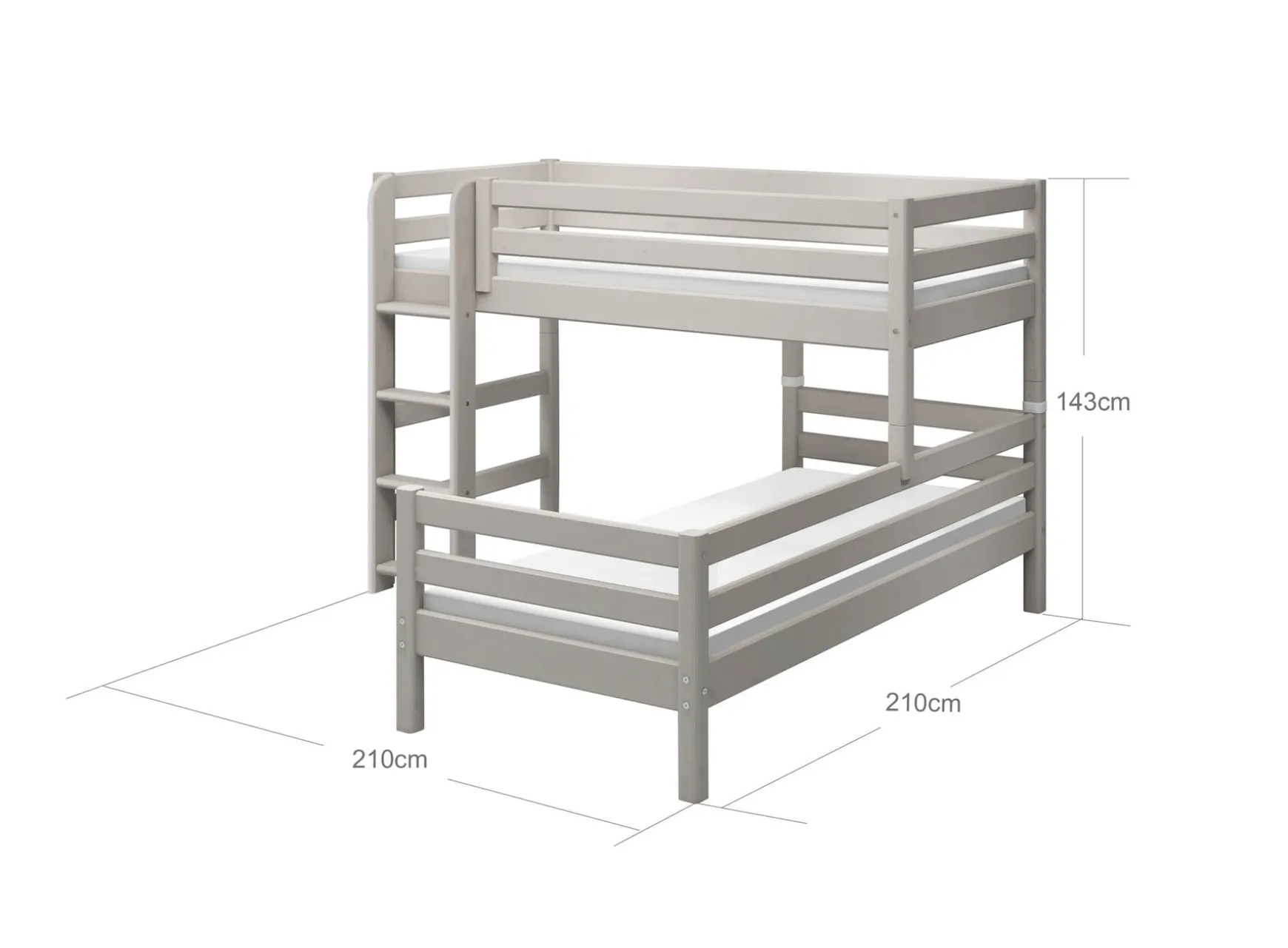 FLEXA Bunk Beds|Mid High Beds*Semi-high bed w. straight ladder
