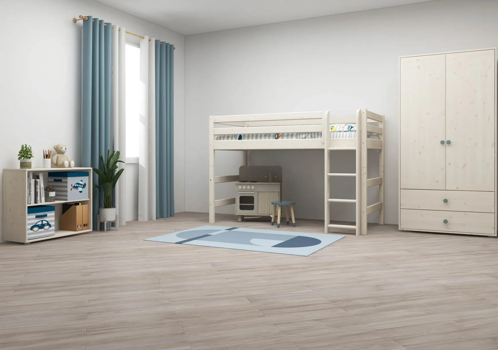 FLEXA Mid High Beds*Semi-high bed w. straight ladder