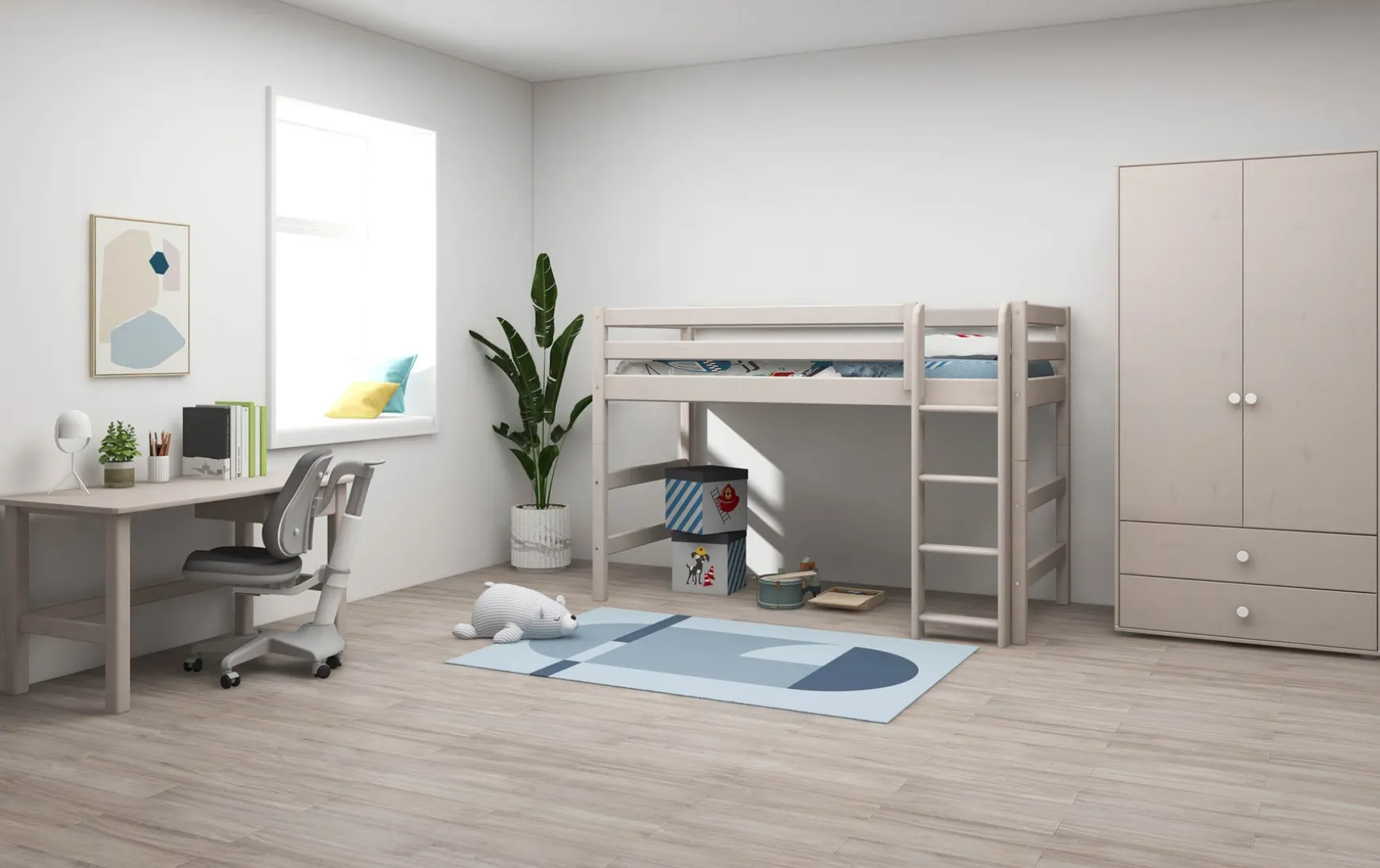 FLEXA Mid High Beds*Semi-high bed w. straight ladder