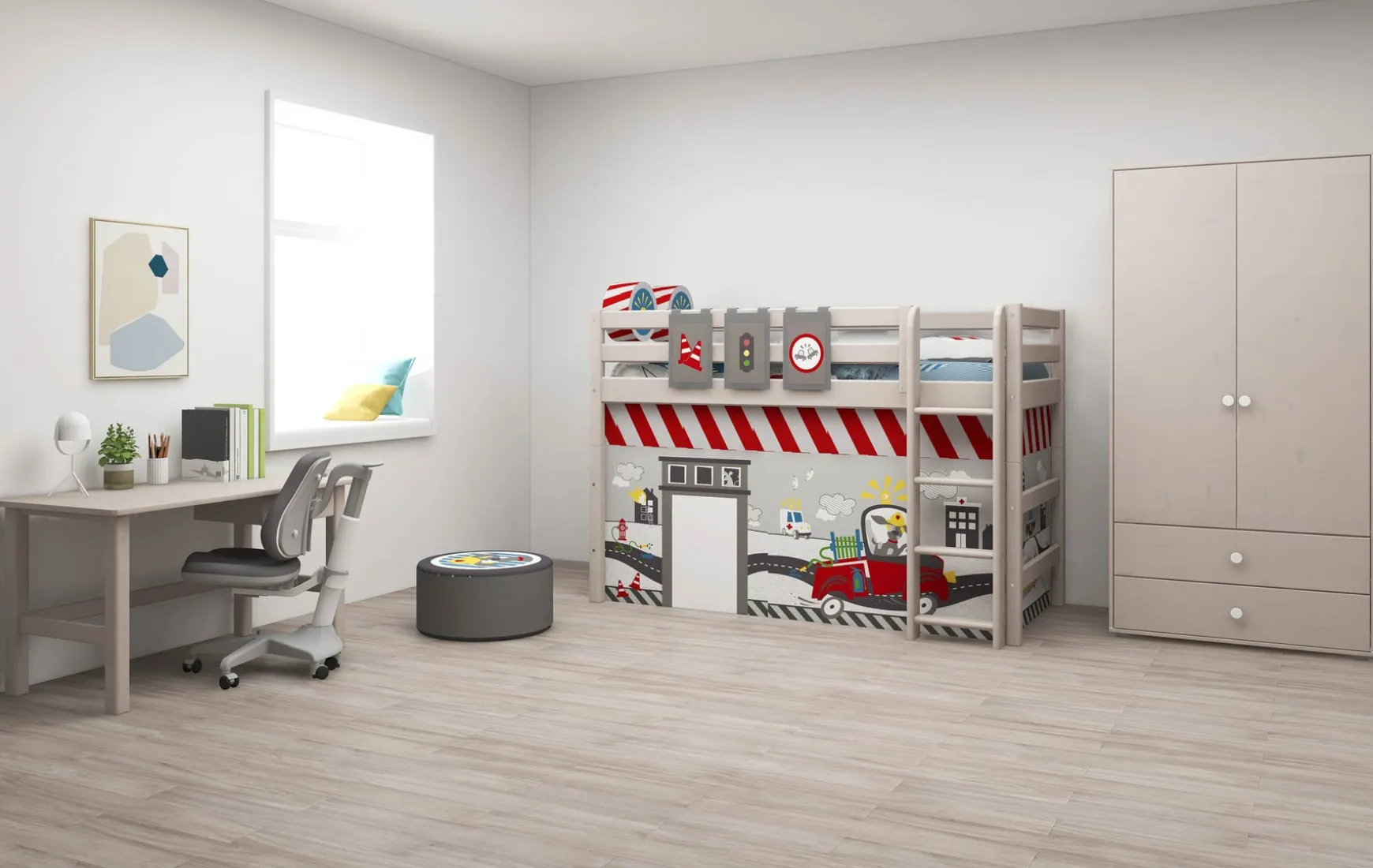 FLEXA Mid High Beds*Semi-high bed w. straight ladder