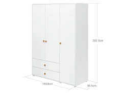 FLEXA Wardrobes*Wardrobe, 3 doors + 2 drawers